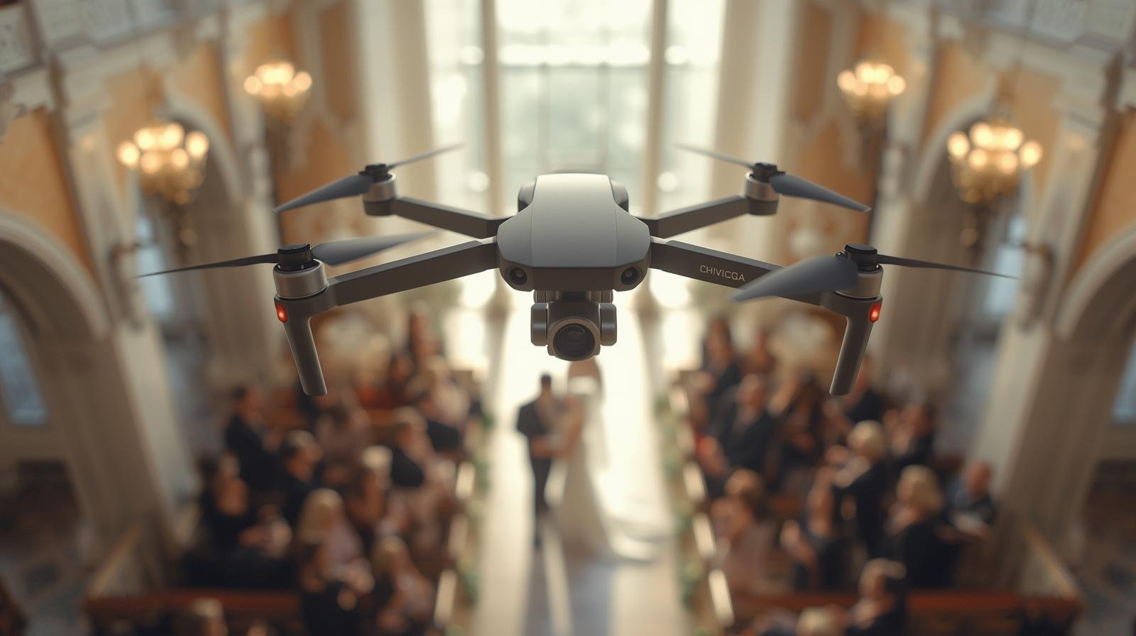 dron filmujący ślub na pamiątkę